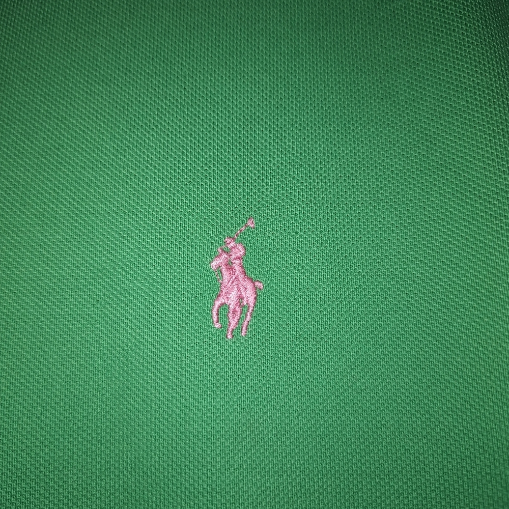 Polo Ralph Lauren Green Pink Logo Essential Polo Dress Shirt - XL - Picture 9 of 10